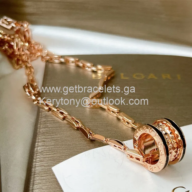 B.Zero1 Rock Necklace Rose Gold With Black Ceramic Copy