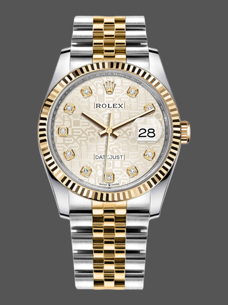 Rolex Datejust 126233 Silver Jubilee Dial Fluted Bezel 36MM Unisex Replica Watch