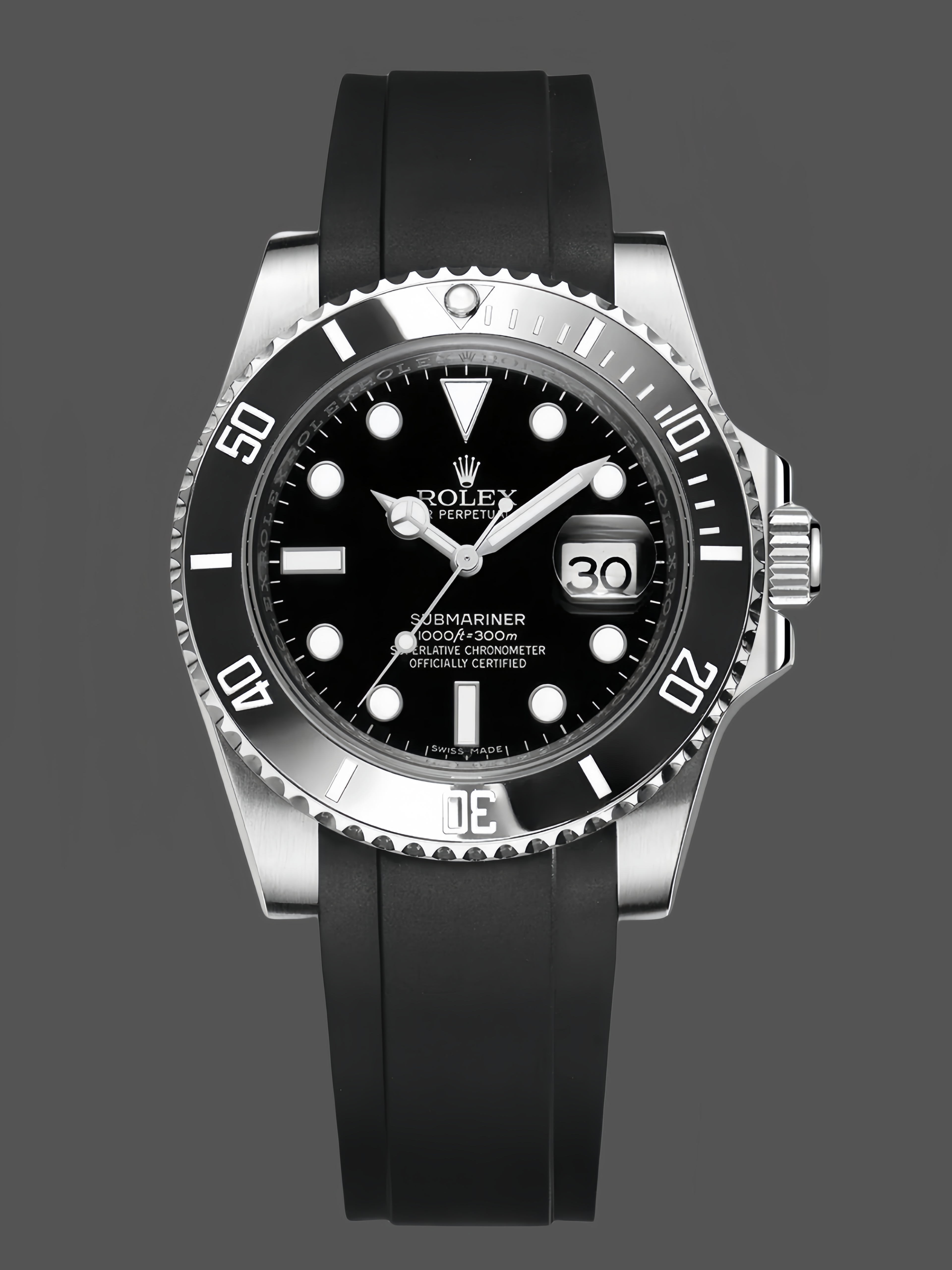 Rolex Submariner 126610LN Black Rubber Strap Black Dial 41mm Mens Replica Watch
