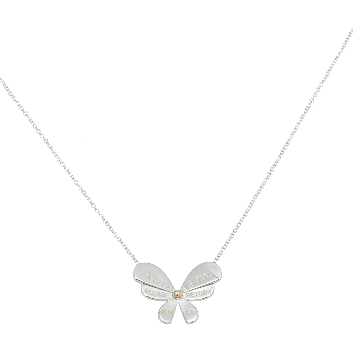 Tiffany & Co Sterling Silver & Rose Gold Love Bugs Butterfly Pendant Necklace