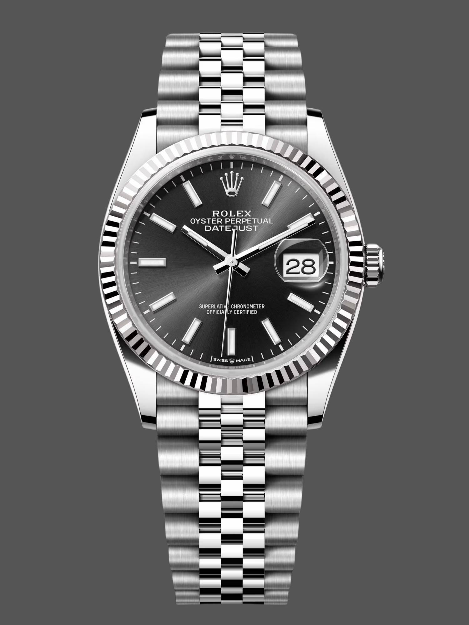 Rolex Datejust 126234 Fluted Bezel Black Index Dial 36MM Unisex Replica Watch