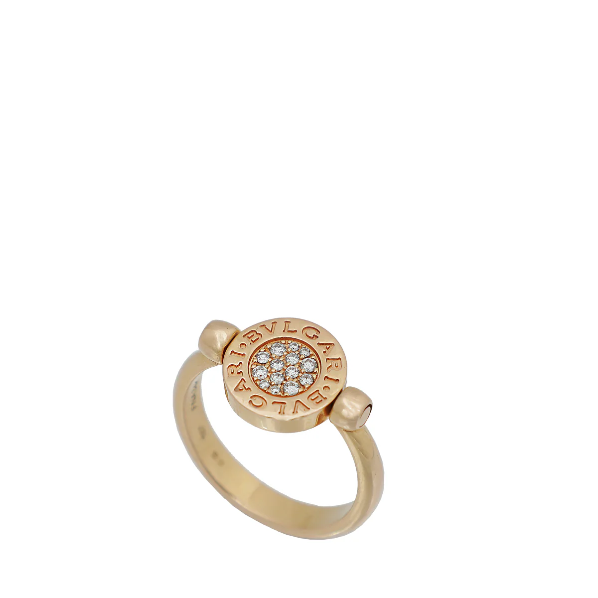 Bvlgari 18K Pink Gold Jade and Diamond Flip Ring 56