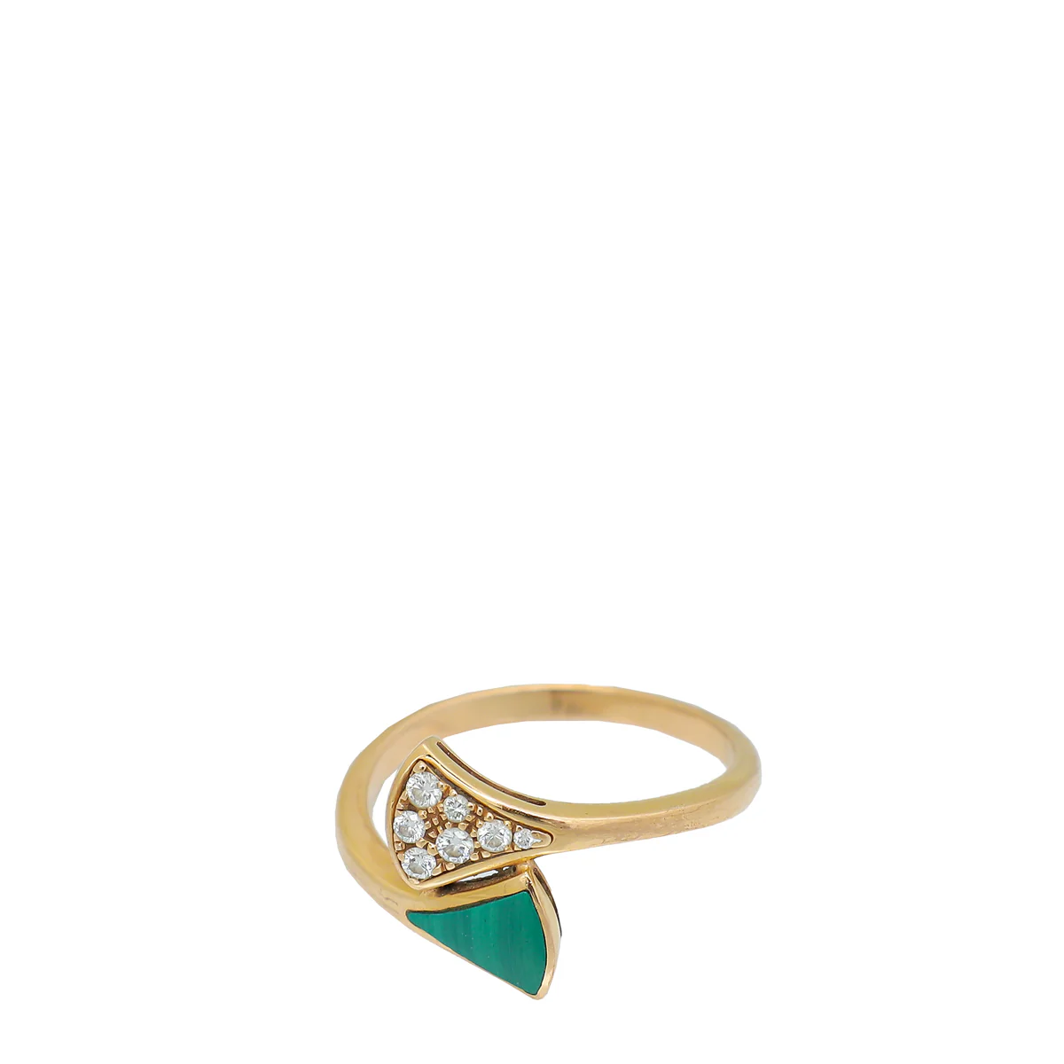 Bvlgari 18K Rose Gold Malachite Diamond Diva's Dream Ring 53