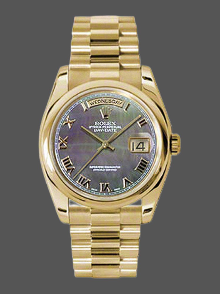 Rolex Day-Date 118238 Dark Mother Of Pearl Dial Yellow Gold 36mm Unisex Replica Watch
