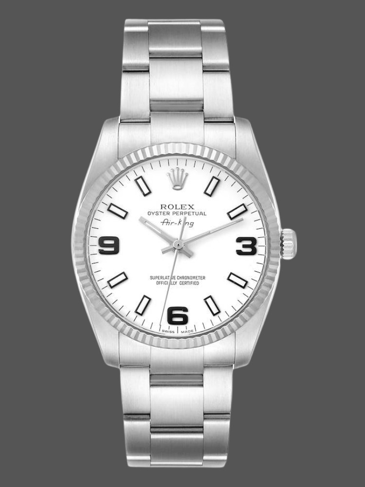 Rolex Oyster Perpetual Air-King 114234 White Arabic Dial 34mm Unisex Replica Watch