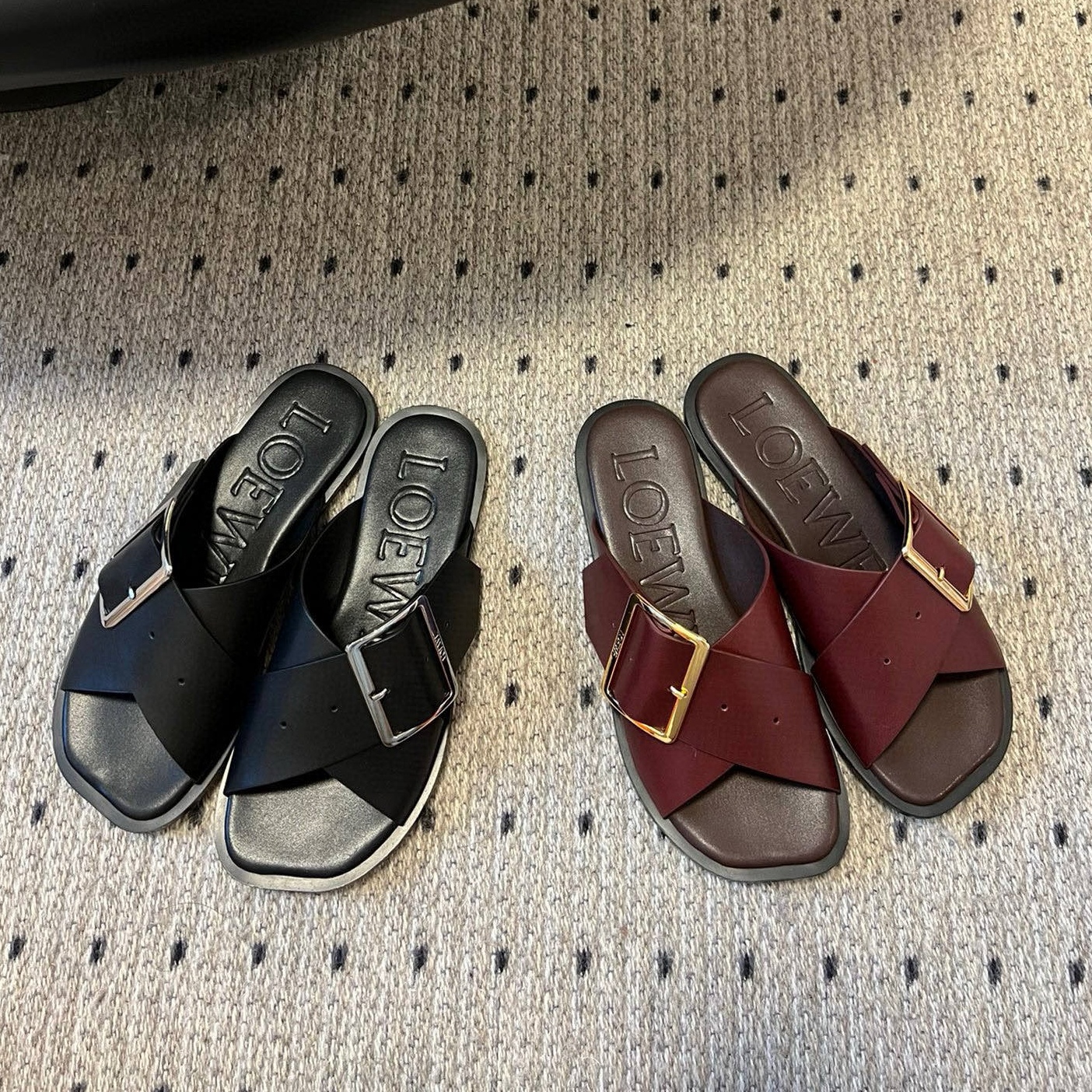 Loewe Shoes Cross strap flat slippers