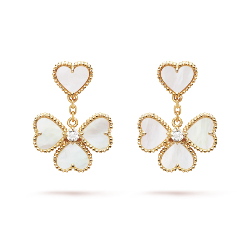 Van Cleef & Arpels Four Hearts Stud Earrings, Sweet Alhambra effeuillage earrings