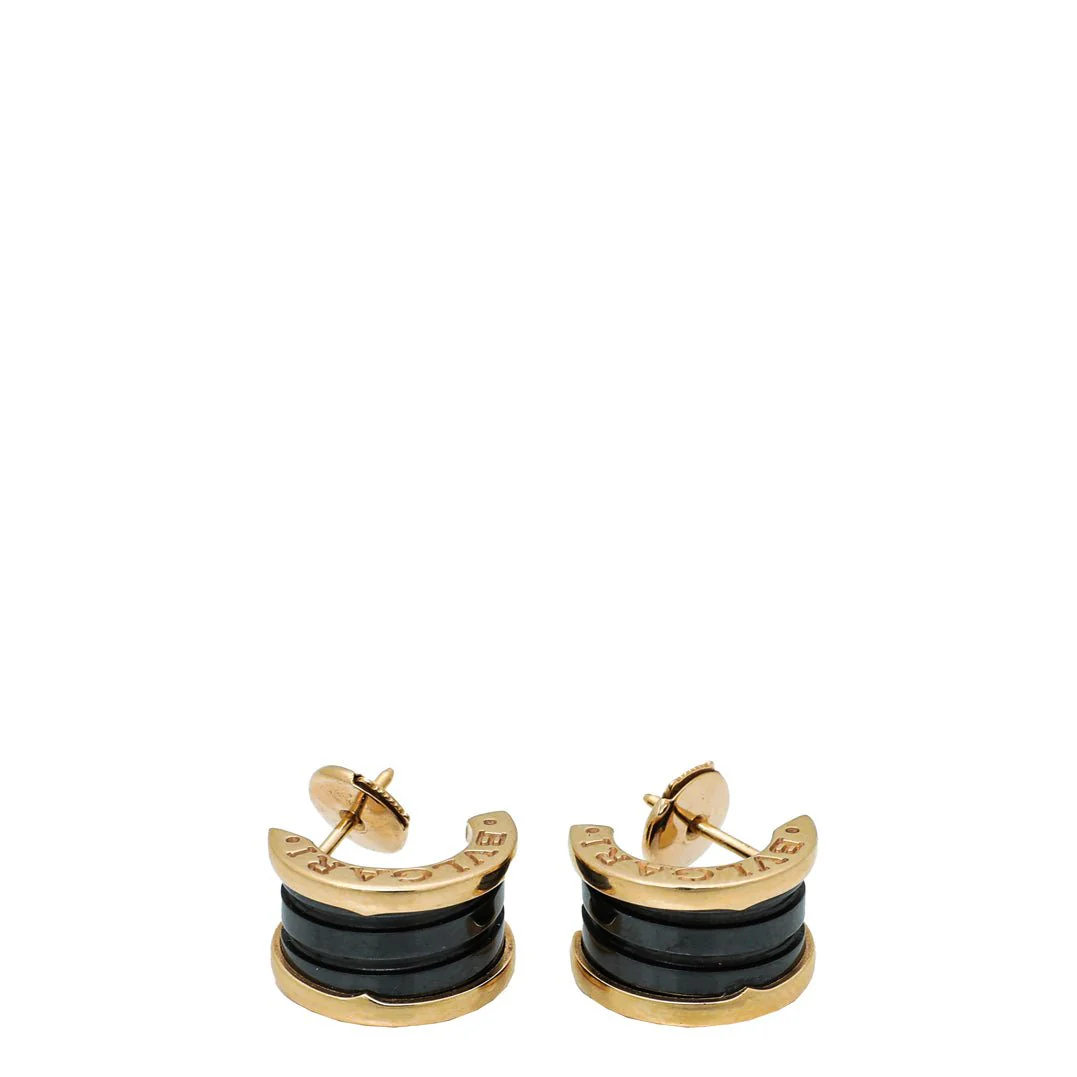 Bvlgari 18K Pink Gold Black Ceramic B.Zero 1 Earrings