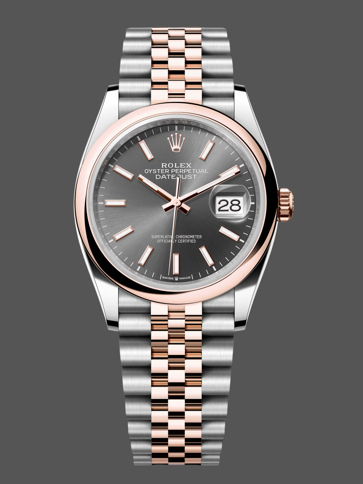 Rolex Datejust 36 Everose Gold Grey Dial Jubilee m126201 0013