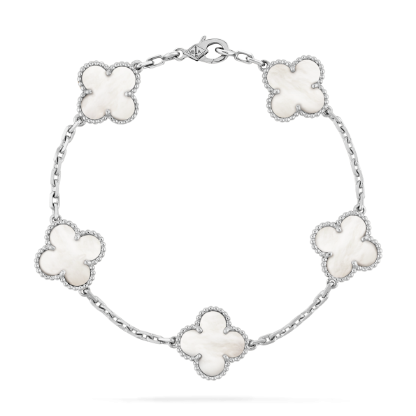 Van Cleef Bracelet Dupe, White Clover Bracelet, White Gold