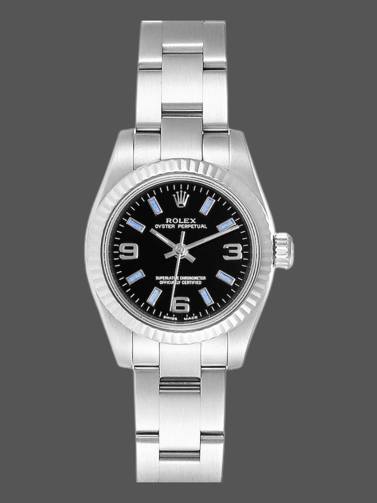 Rolex Oyster Perpetual 176234 Black Dial Blue Baton 26MM Lady Replica Watch