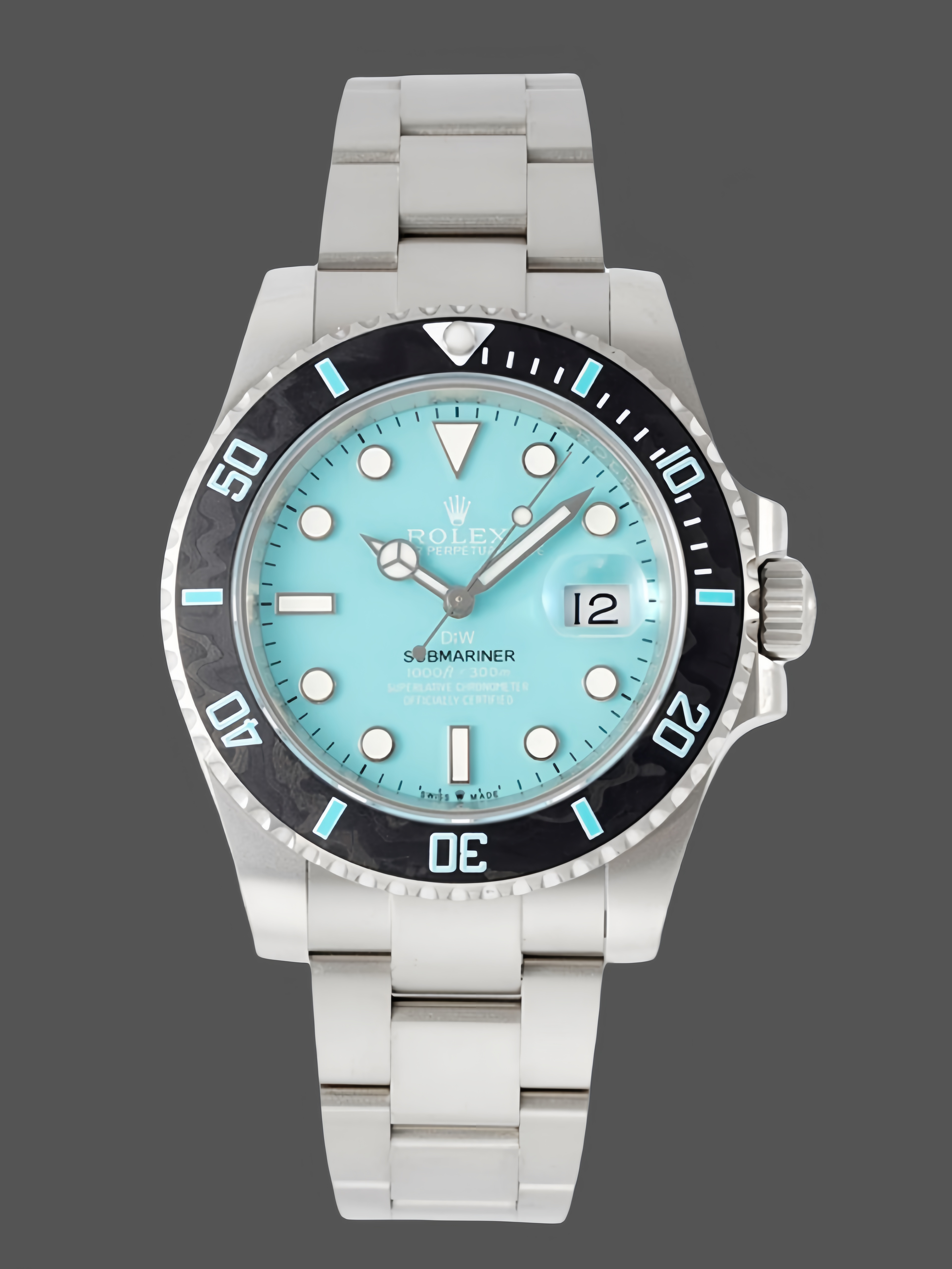 Rolex Submariner Sandblasted DIWF Edition Carbon Bezel Tiffany Ice Blue Dial