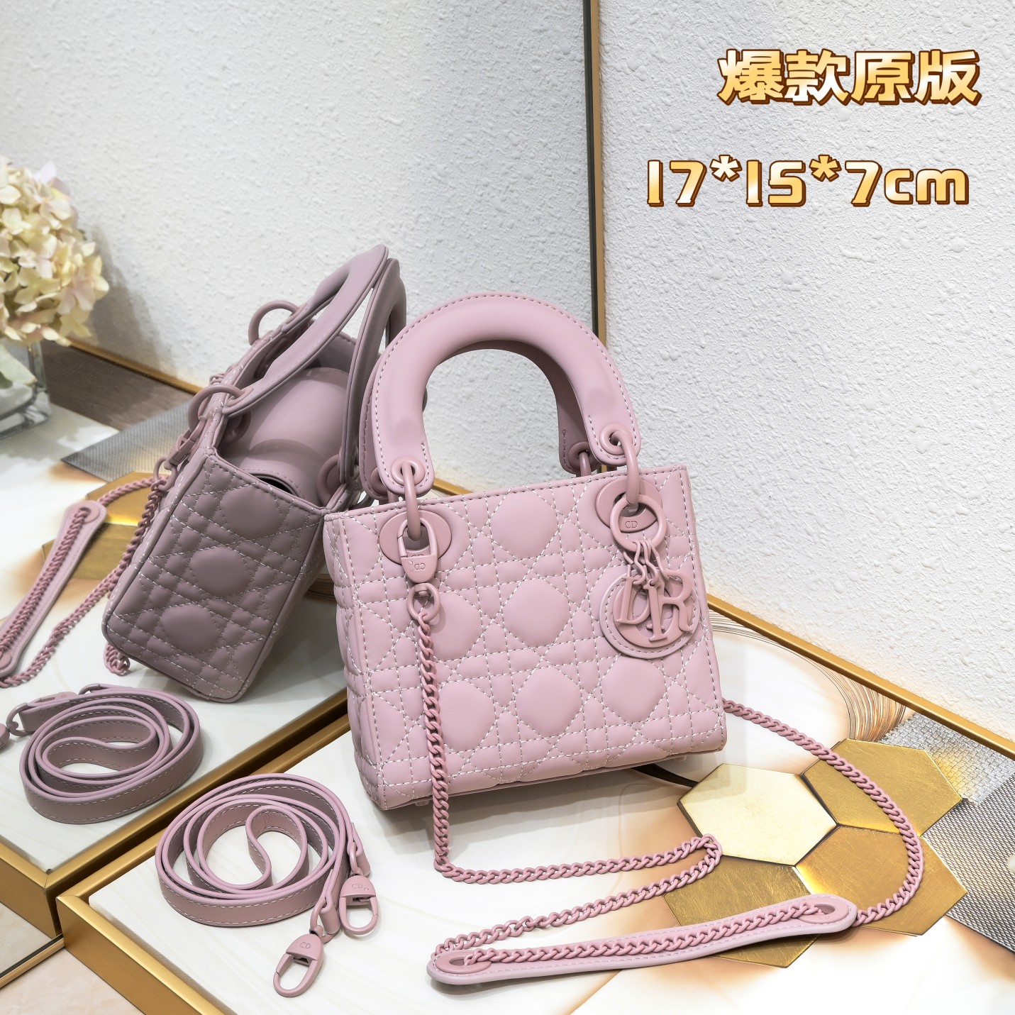 Mini Lady Dior Bag Purple Matte 2022 LM051 17cm