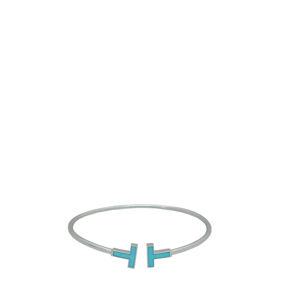 Tiffany & Co 18K White Gold Turquoise T Wire Medium Bracelet