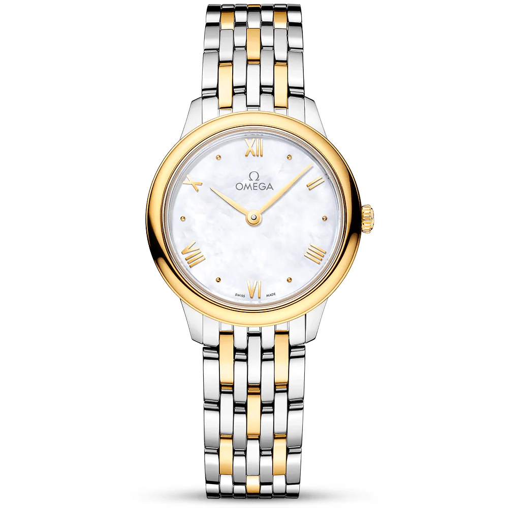 De Ville Prestige 27.5mm Two-Tone White Mother of Pearl Dial Bracelet Watch