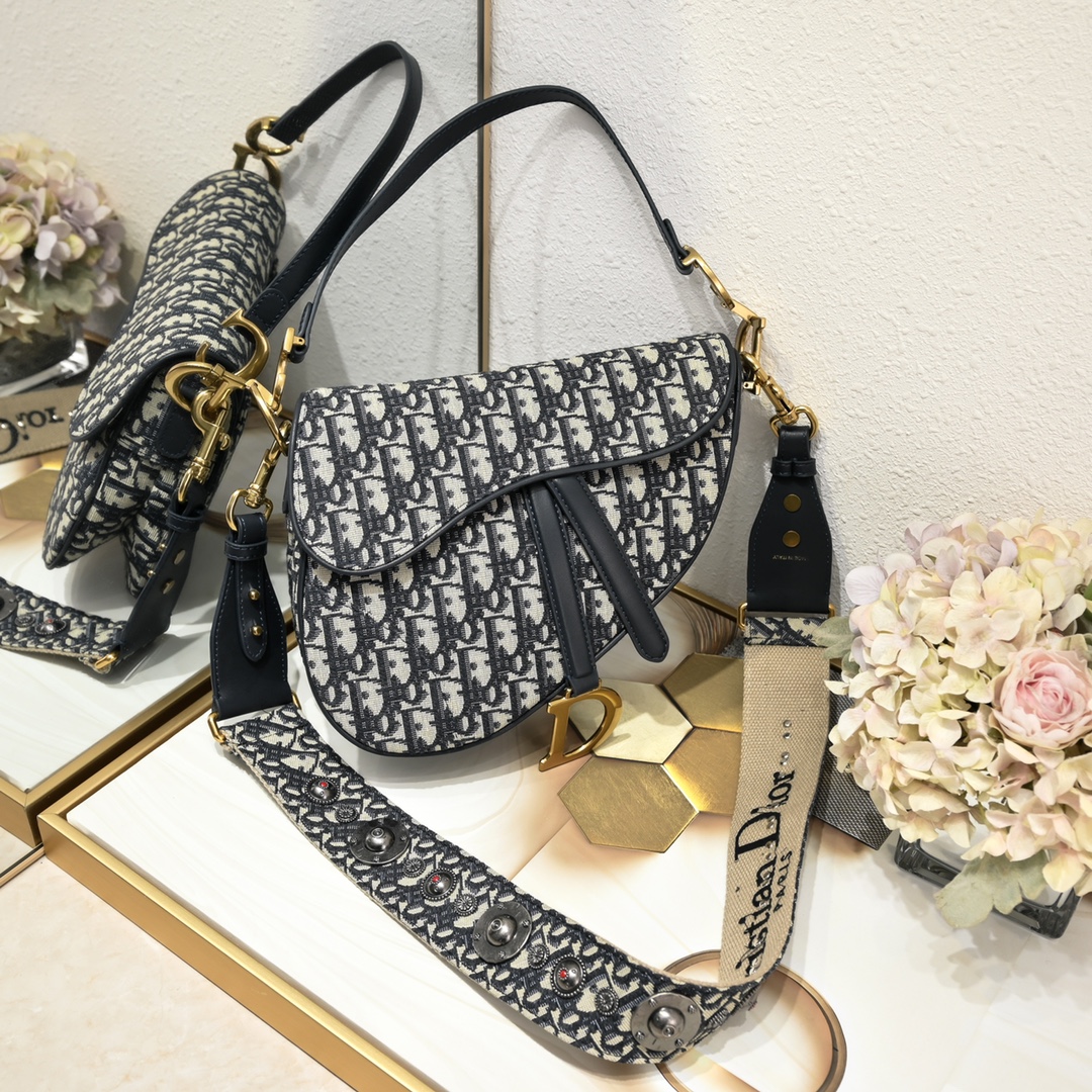 Saddle Bag Blue print with Nailing strap CD-1003 XB012 25.5cm