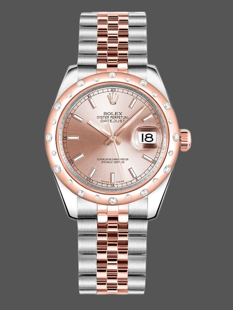 Rolex Datejust 178341 Everose Gold Pink Baton Dial 31MM Lady Replica Watch