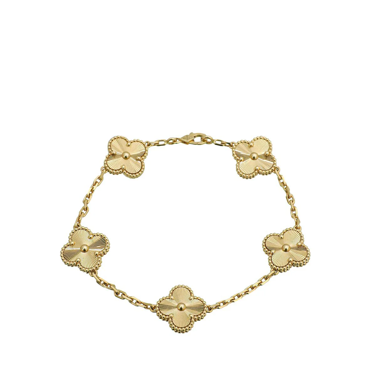 Van Cleef & Arpels 18K Yellow Gold Vintage Alhambra 5 Motifs Bracelet