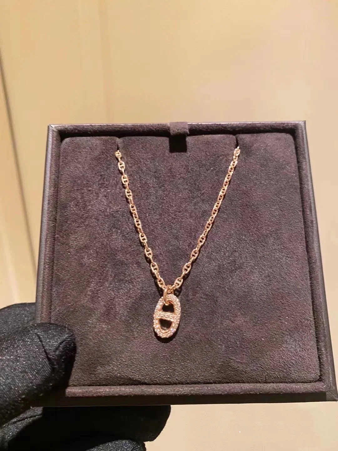 Hermes Pig Nose Necklace, Full of Diamonds