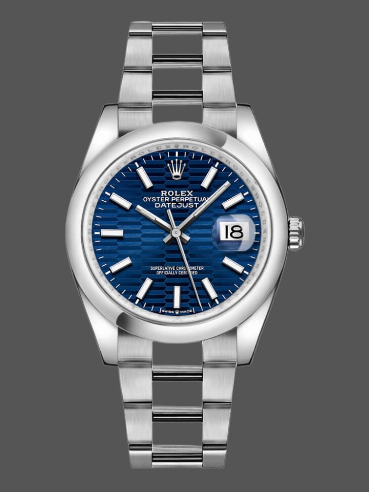 Rolex Datejust 126200 Blue Motif Wave Dial Stainless Steel 36MM Unisex Replica Watch