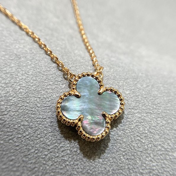 Van Cleef Necklace Dupe, Grey Clover Necklace, Gold & Rose Gold