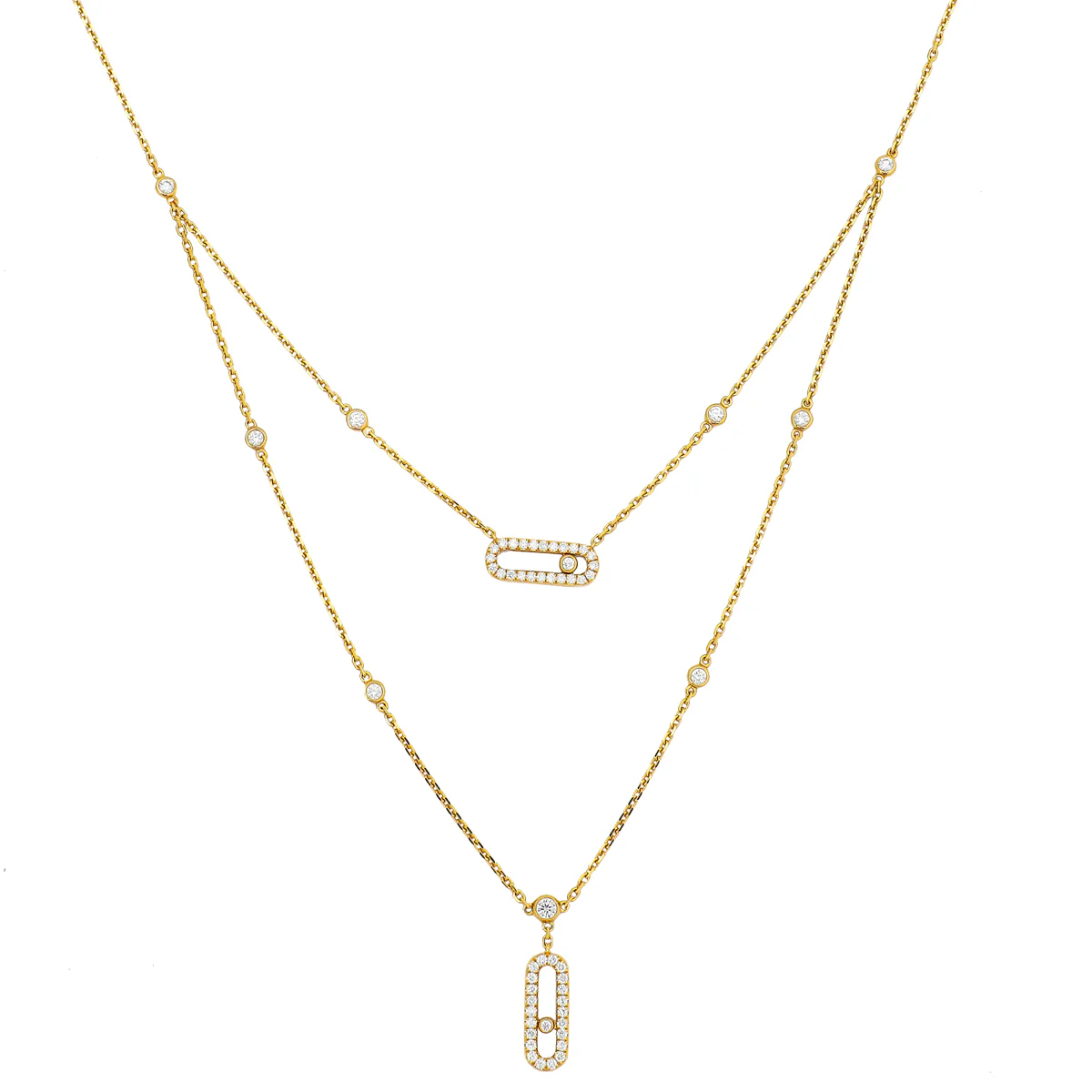 Messika 18K Yellow Gold Diamond Move Uno 2 Row Necklace