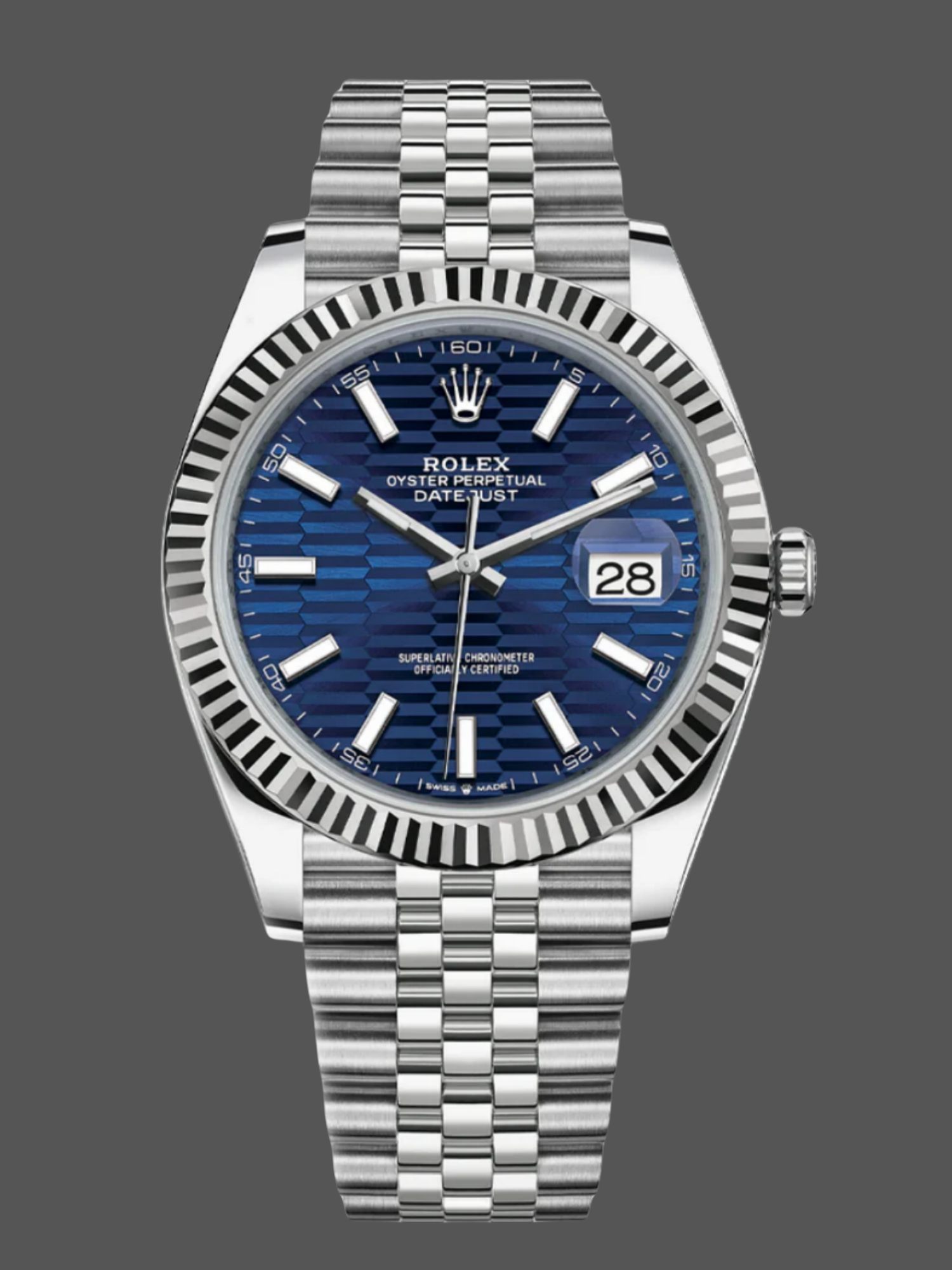 Rolex Datejust 41mm Pre owned Blue Motif Dial Jubilee Bracelet 126334