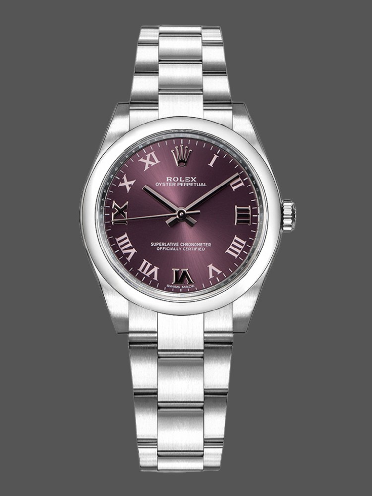 Rolex Oyster Perpetual 177200 Grape Red Dial 31mm Lady Replica Watch