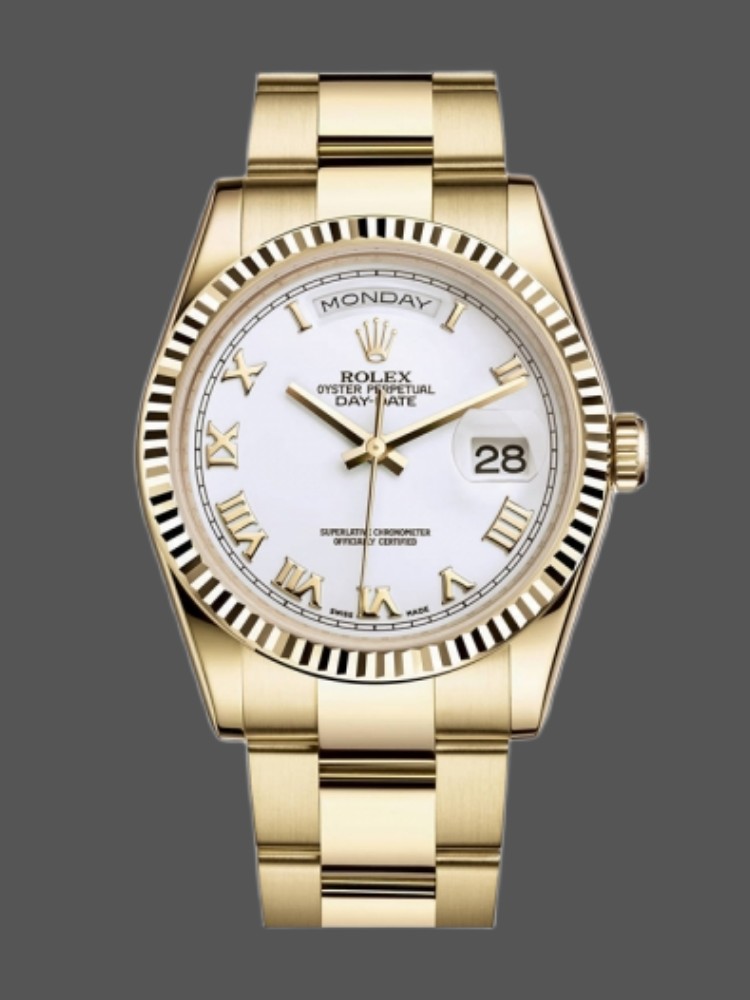 Rolex Day-Date 118238 White Roman numeral dial 36mm Unisex Replica Watch