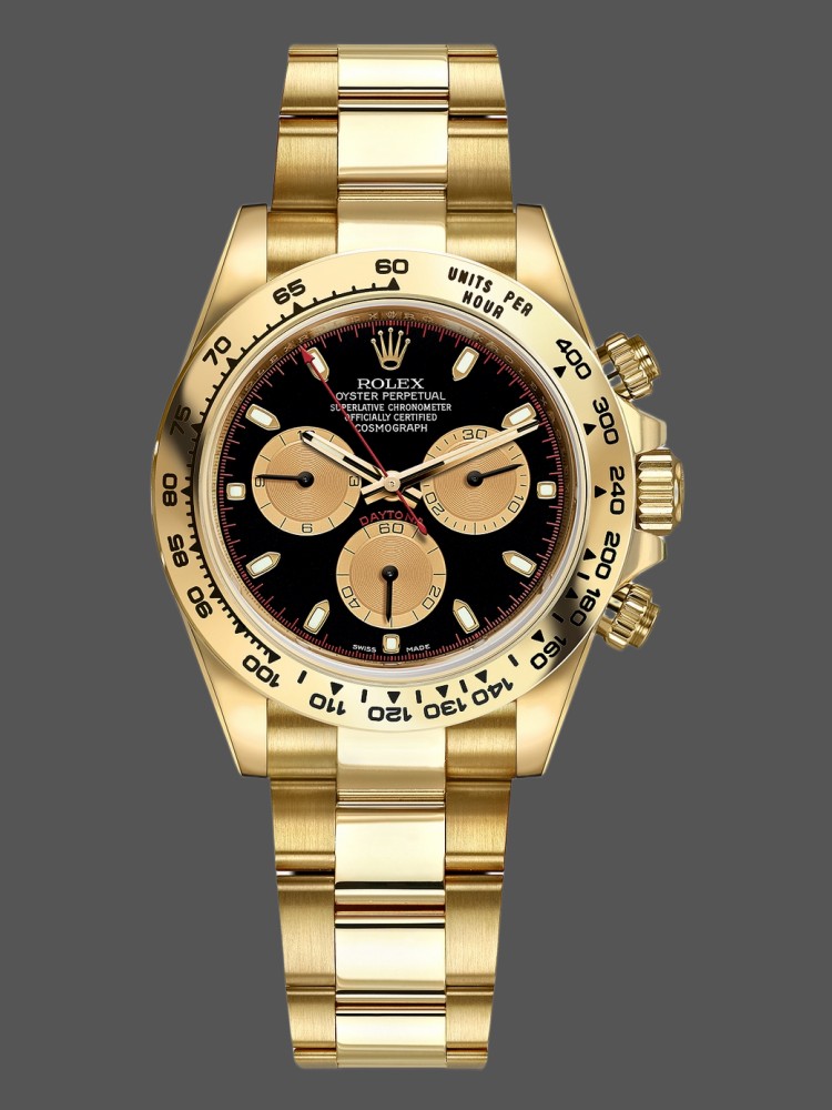Rolex Daytona 116508 Yellow Gold Black Dial 40MM Mens Replica Watch