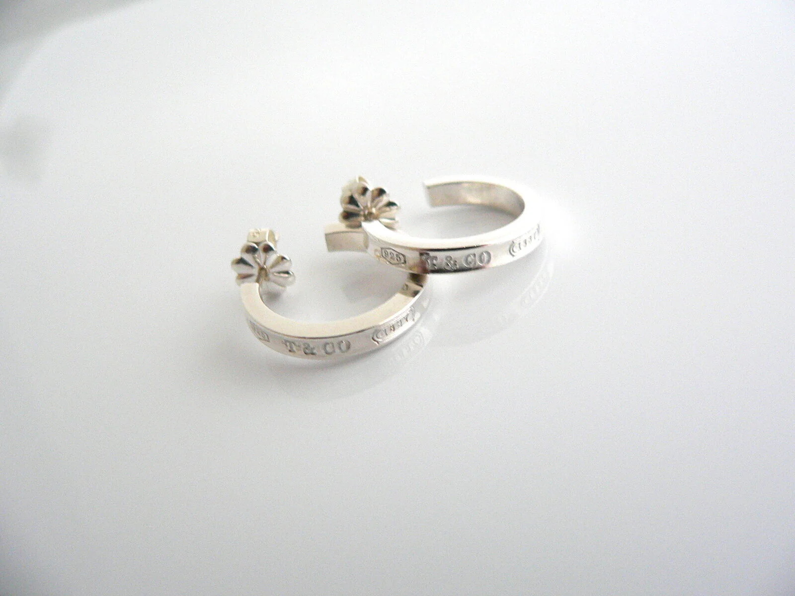 Tiffany & Co Silver 1837 Thin Hoop Earrings Rare Gift Love