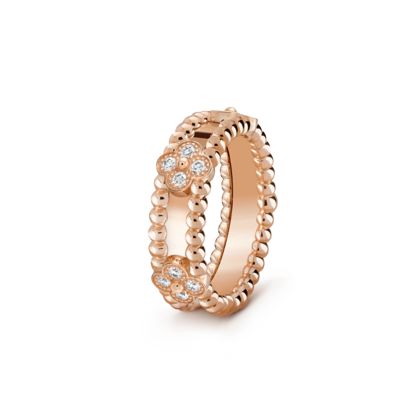 Van Cleef Perl茅e Ring Replica, Rose Gold & White Gold