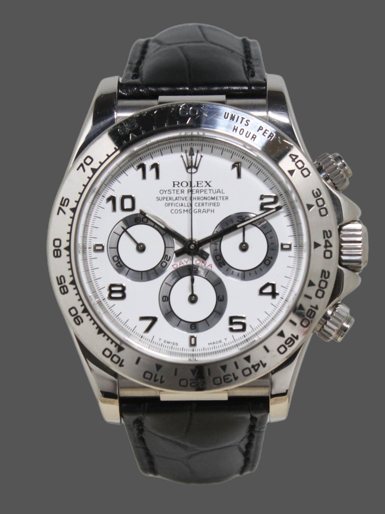 Rolex Daytona 16519 White Dial Black Leather strap 40mm Mens Replica Watch