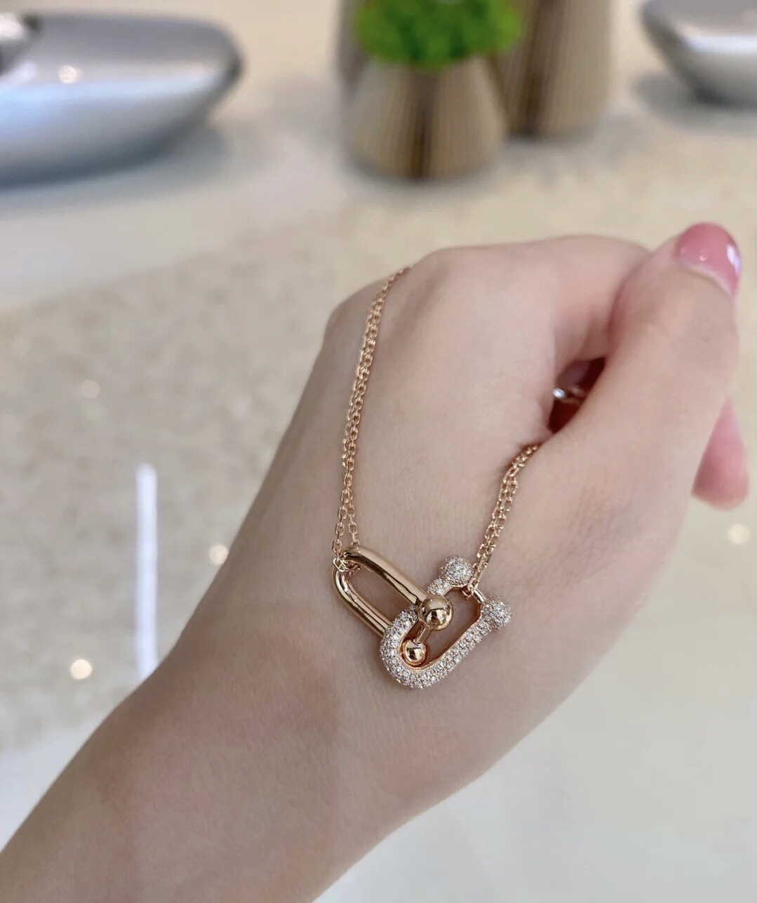 Tiffany HardWear - Double Link Pendant Necklace, with diamonds