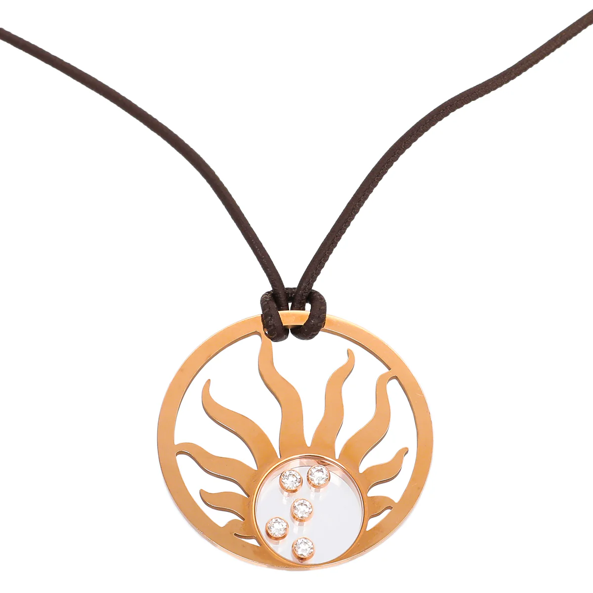 Chopard 18K Pink Gold Diamond Happy Sun Cord Necklace