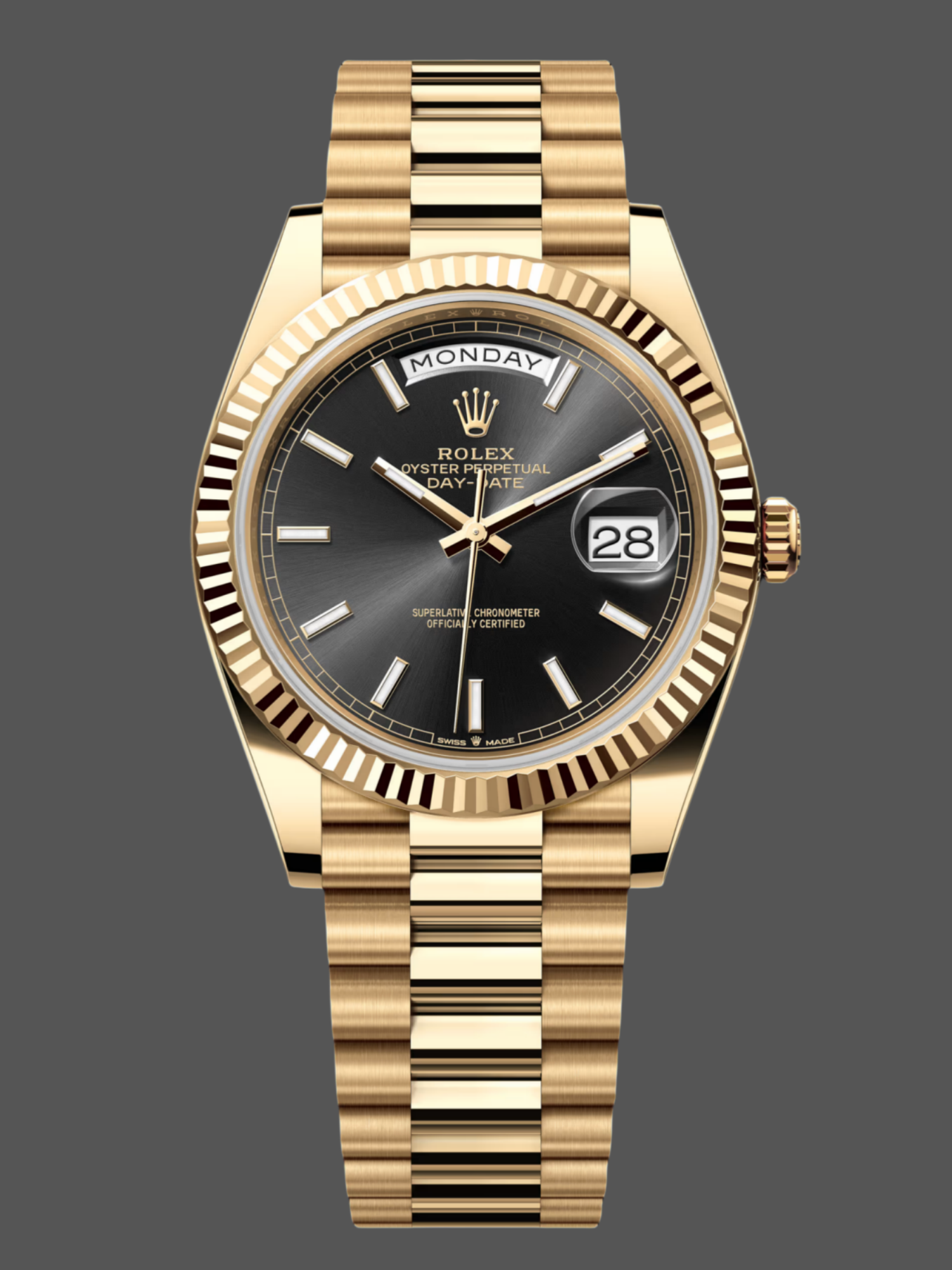 Rolex Day Date 40mm Yellow Gold President Black Dial m228238 0067