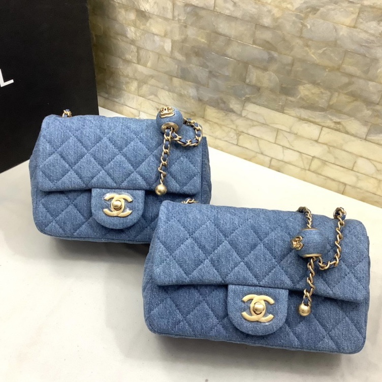 Chanel Classic Flag Bag Quilted Denim 20CM Shoulder Bag(Replica)