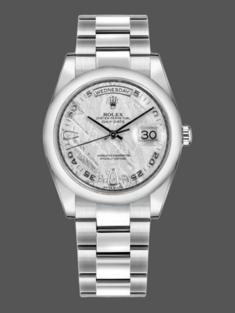 Rolex Day-Date 118209 White Gold Meteorite Grey Dial 36mm Unisex Replica Watch