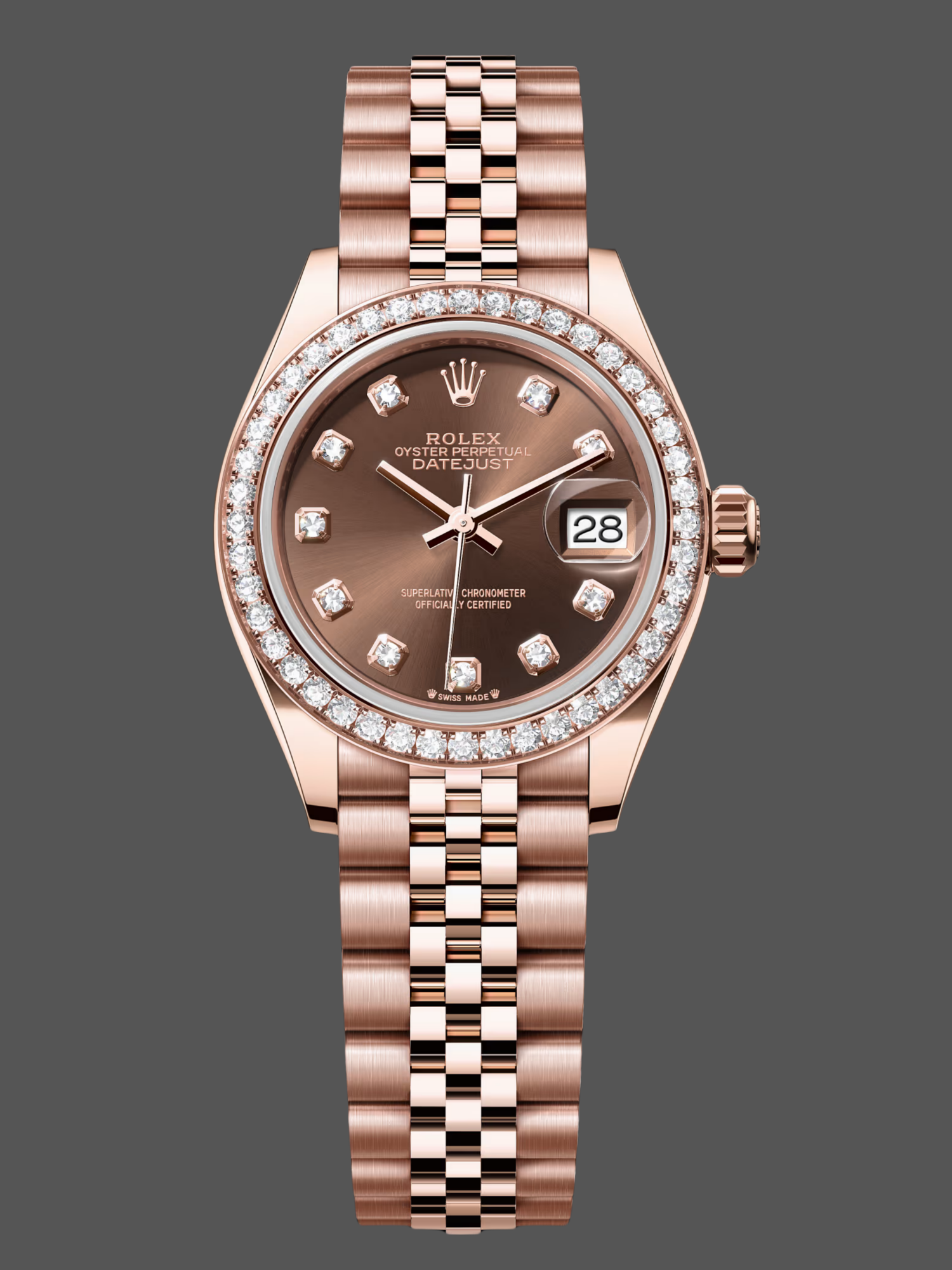 Rolex Datejust 28 Chocolate Diamond Dial m279135rbr 0018 Women's Watch