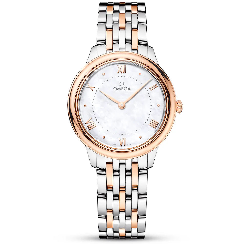 De Ville Prestige 30mm Two-Tone White Mother of Pearl Dial Bracelet Watch
