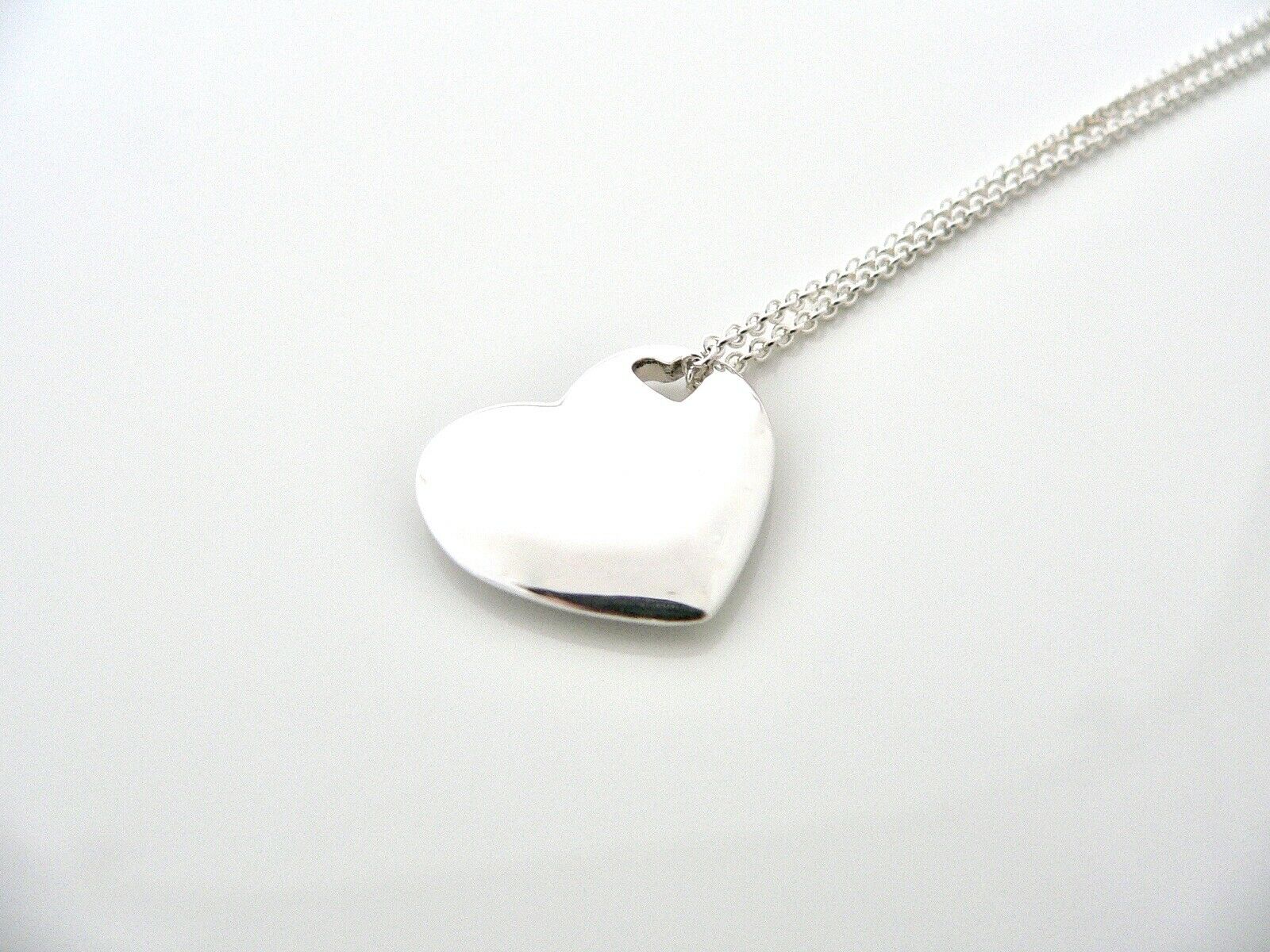 Tiffany & Co Silver Double Heart Necklace Pendant Charm Chain Love Gift