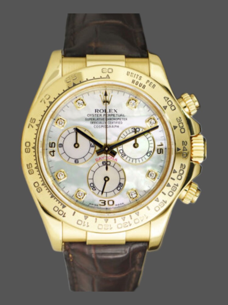 Rolex Daytona 116518 MOP Diamond Dial Yellow Gold 40mm Mens Replica Watch
