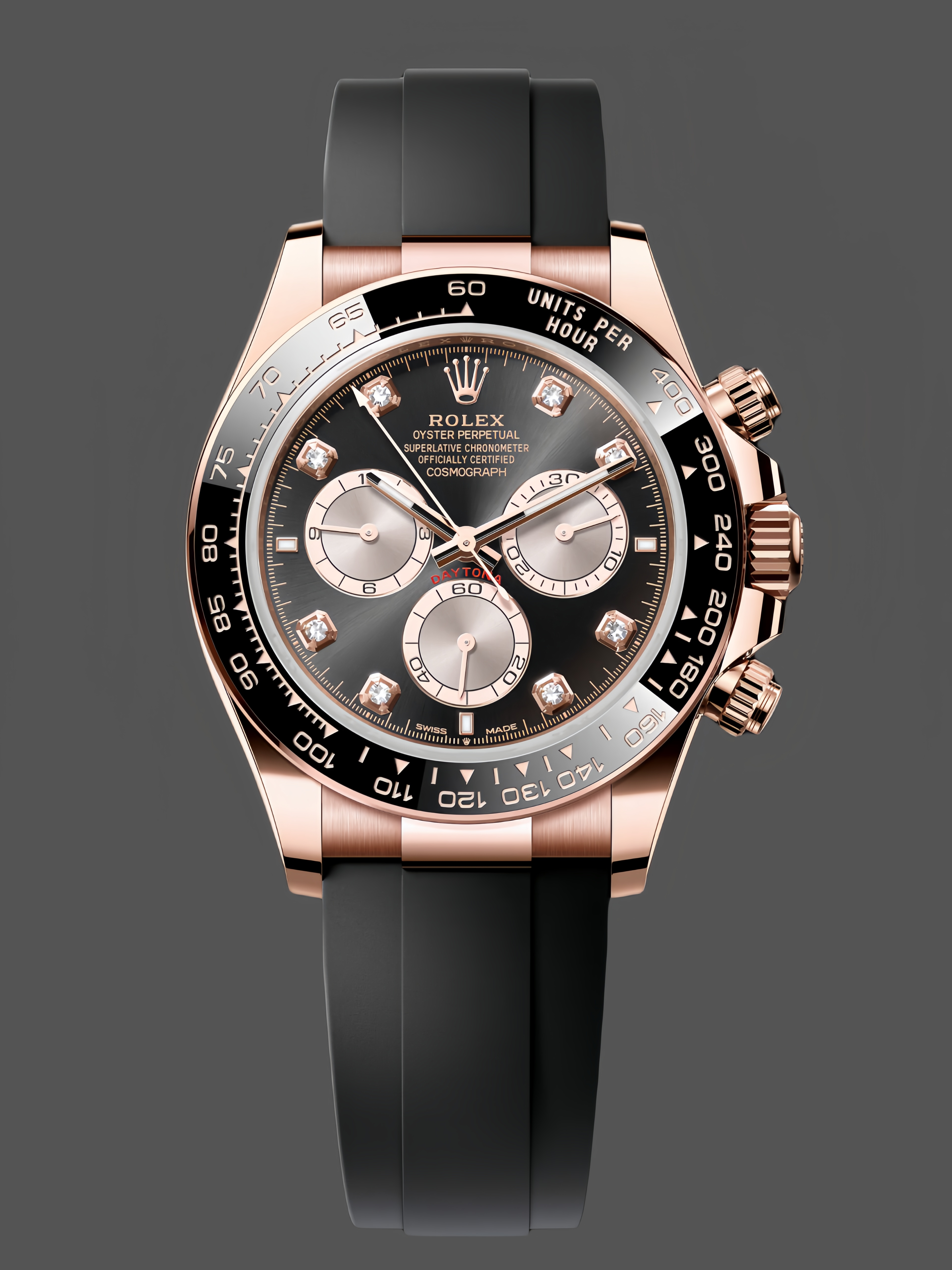 Rolex Daytona Everose Rubber 126515LN 0004 Black Dial Diamond Watch
