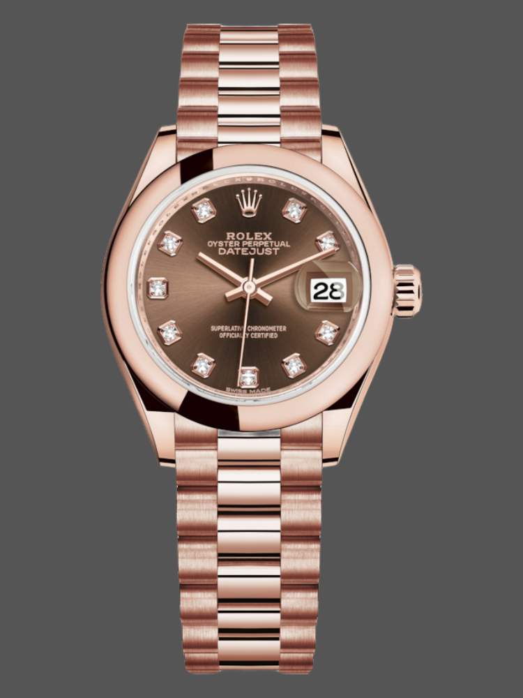 Rolex Datejust 279165 Chocolate Brown Dial Diamond Domed Bezel 28mm Lady Replica Watch