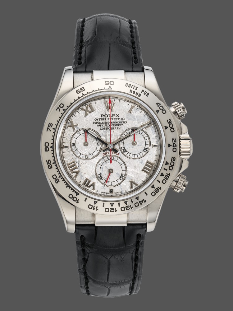 Rolex Daytona 116519 Black Leather strap Meteorite Dial 40mm Mens Replica Watch