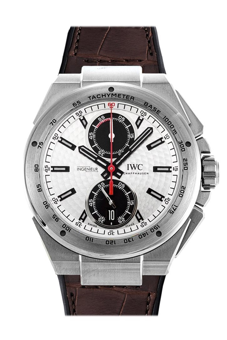 IWC Ingenieur Silver Dial Chrono Leather Strap Automatic 45mm Men's Watch IW378505