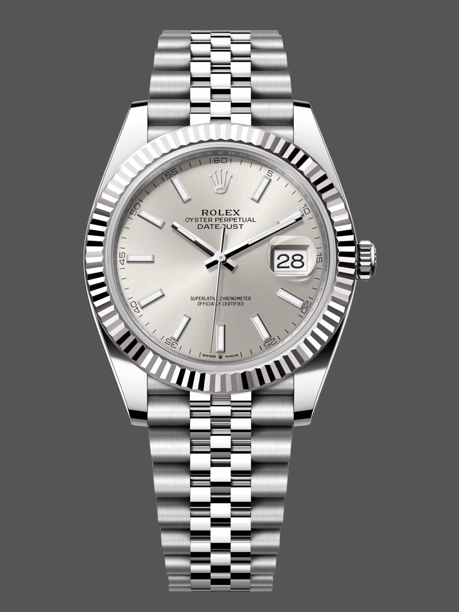 Rolex Datejust 41mm Stainless Steel 126334 0004 Silver Index Jubilee Mens Watch