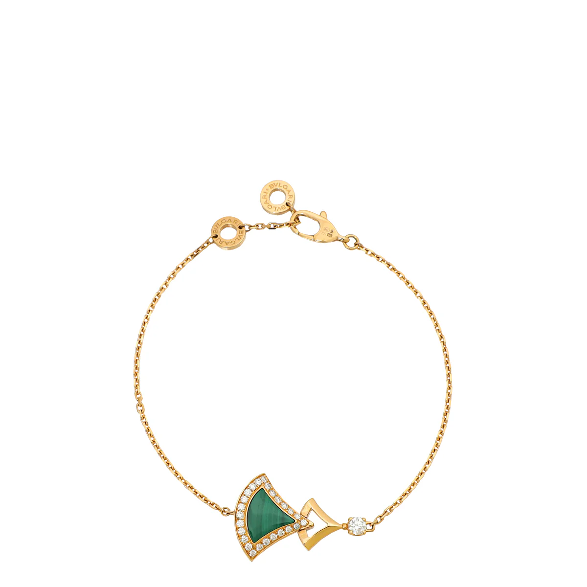 Bvlgari 18K Rose Gold Diamond Malachite Diva's Dream Bracelet