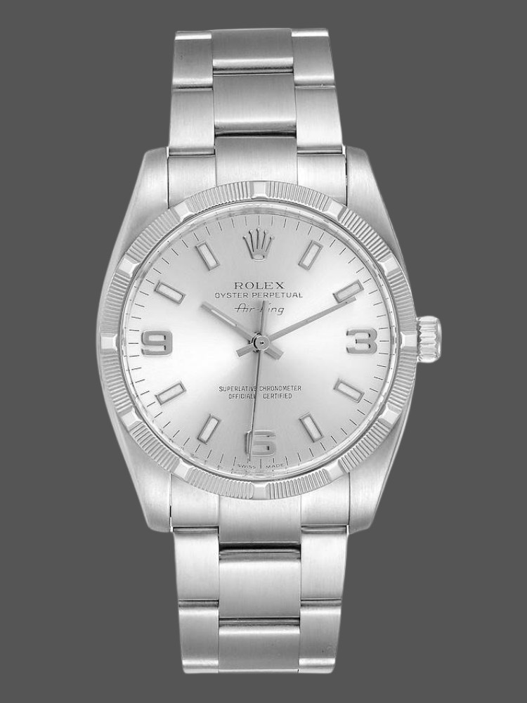 Rolex Oyster Perpetual Air King 114210 Silver Dial 34mm Unisex replica watch