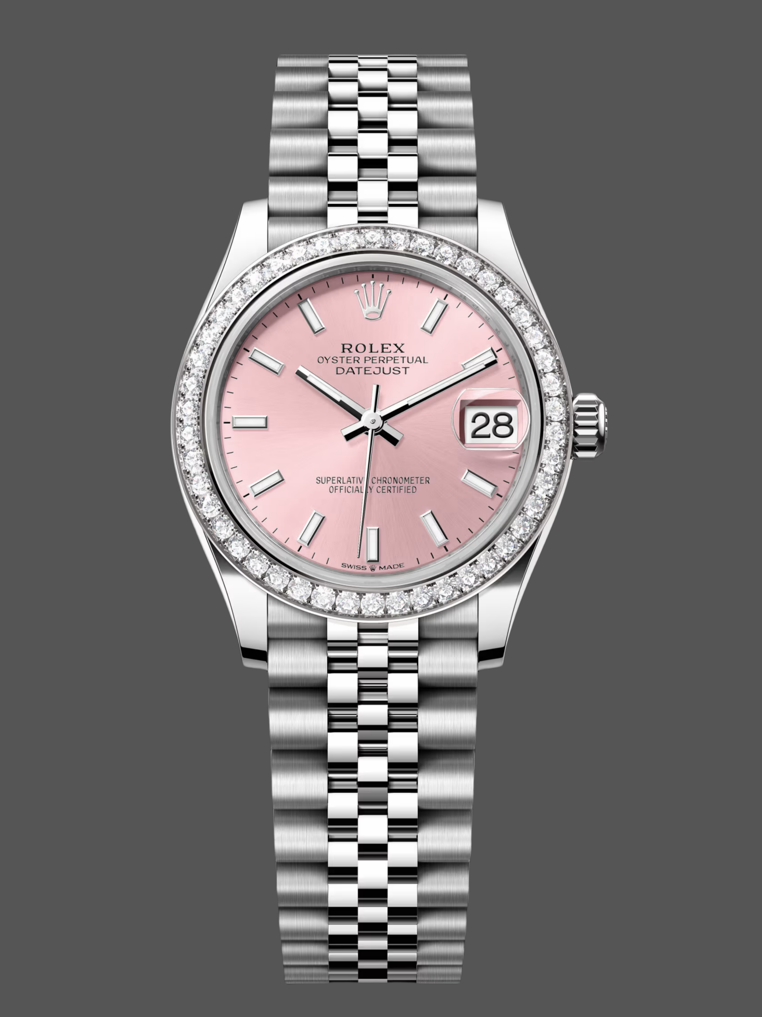 Rolex Datejust 31 White Gold Bezel Diamonds 278384RBR 0018 Women's Watch